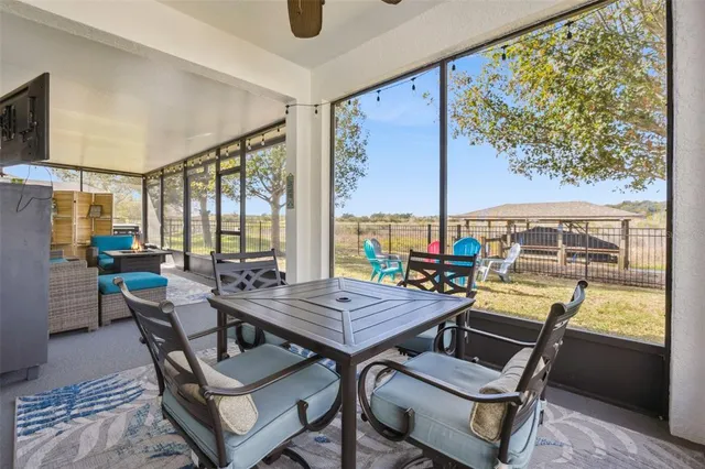 a view of a roof deck with a ocean view