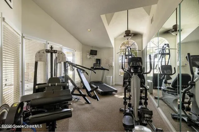 a view of a room with gym equipment