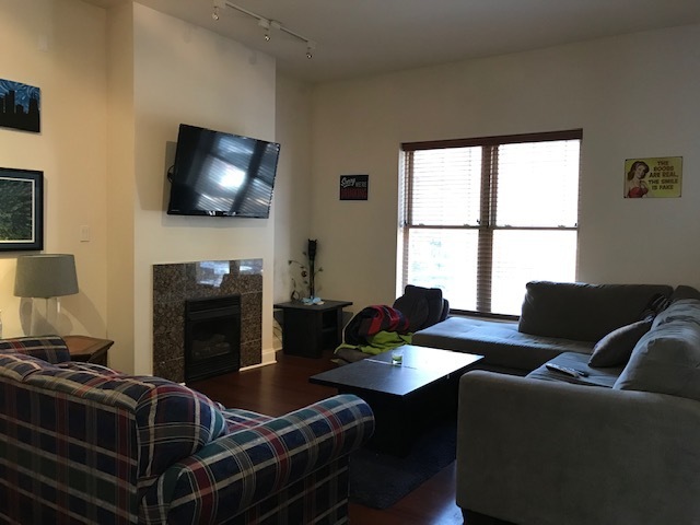 Undisclosed Address Chicago, IL 60614 - Photo 3 of 7 a living room with furniture a flat screen tv and a fireplace