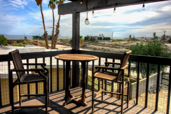 a view of ocean from a balcony