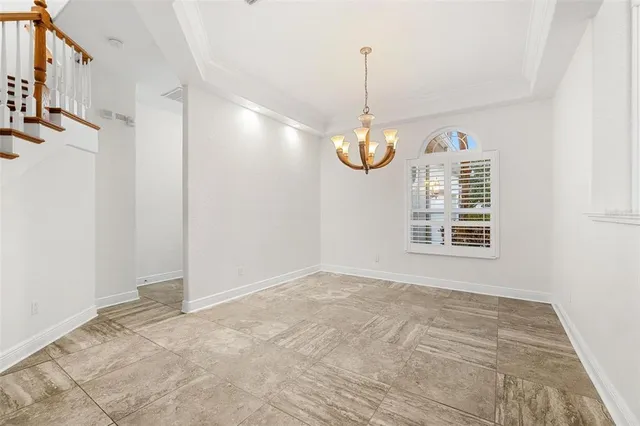 an empty room with a bathroom