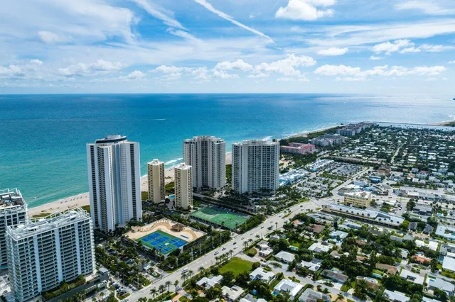 a view of a city with tall buildings