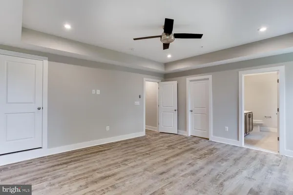 a view of a room with racks on the wall