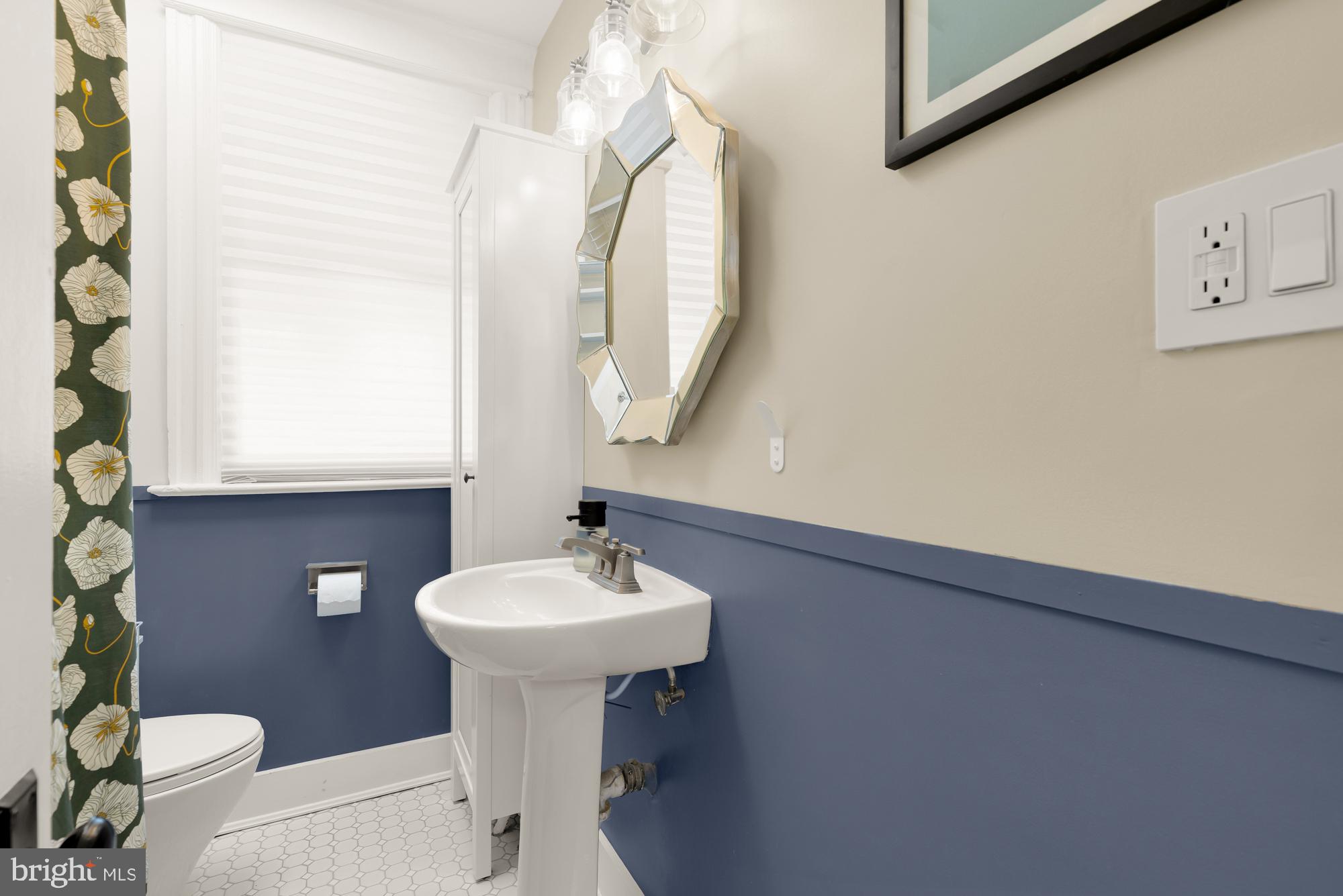 1109 7th Street Northeast Washington, DC 20002 - Photo 23 of 32 a bathroom with a sink a mirror and a toilet