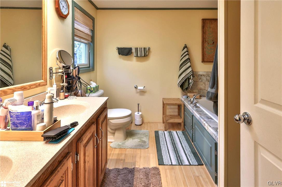 7197 Borman Road New Tripoli, PA 18066 - Photo 16 of 30 a bathroom with a sink a toilet and a mirror