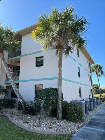 a palm tree sitting in front of a house with a yard
