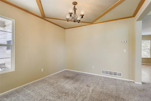 a view of a small space with a window