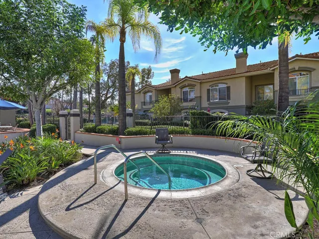 a view of a park with palm trees
