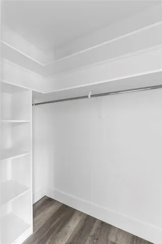 a view of an empty walk in closet