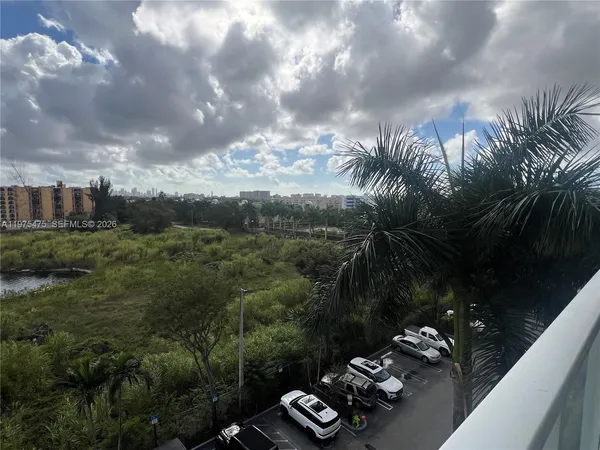 a view of a city from a balcony