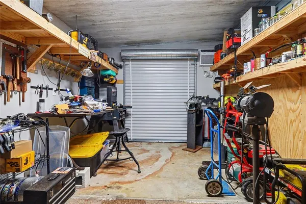 a view of a room with storage