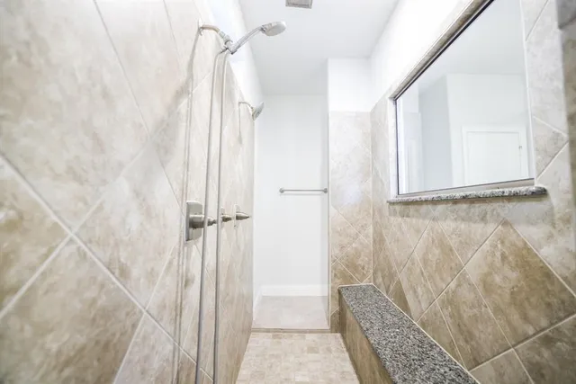 a bathroom with a shower