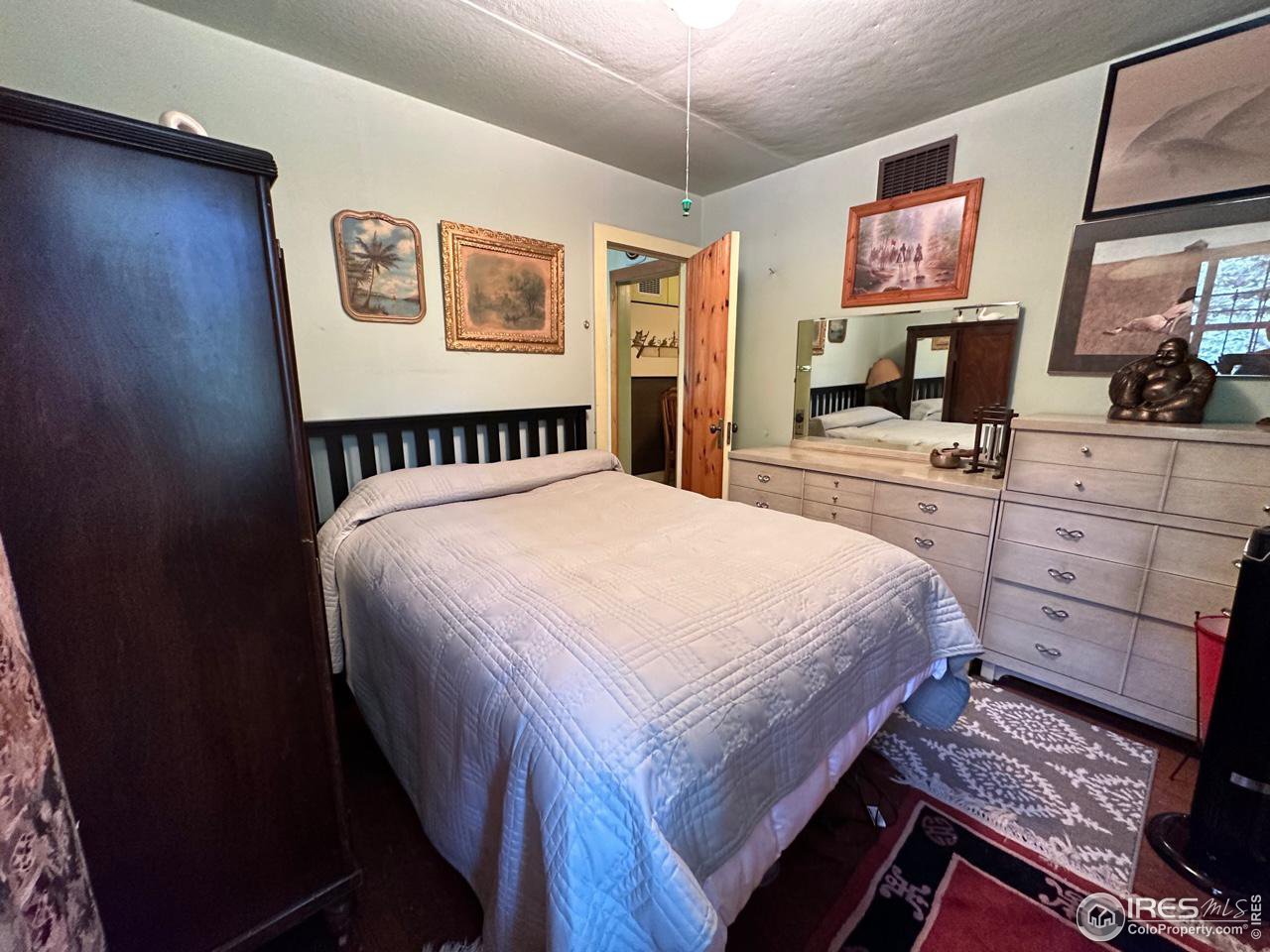 414 Riverside Drive Lyons, CO 80540 - Photo 21 of 23 a bedroom with a bed and a flat screen tv