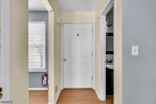 a view of elevator with hallway