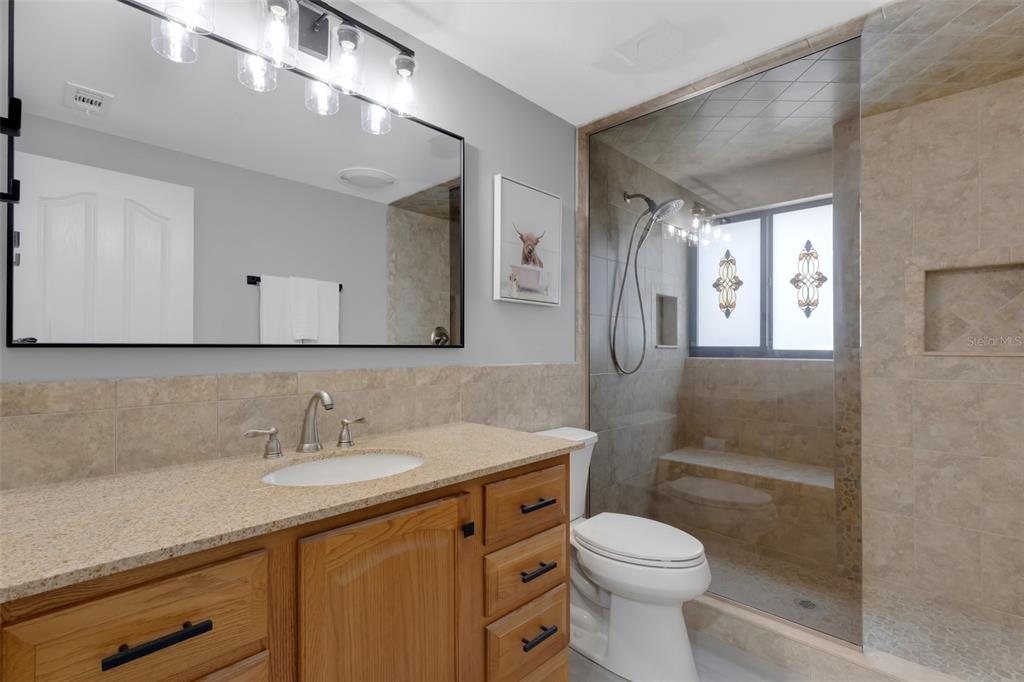 4645 Hunter Ridge Drive Sarasota, FL 34233 - Photo 46 of 70 a bathroom with a sink a toilet and shower
