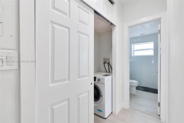 a view of a bathroom with a bathroom