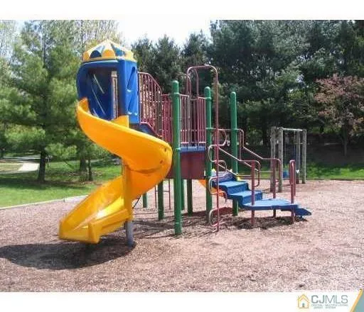 a view of a park with slide