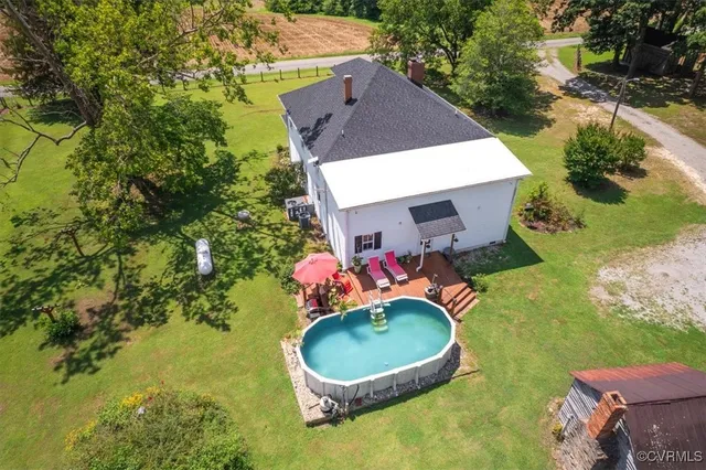 a view of a lake with a yard