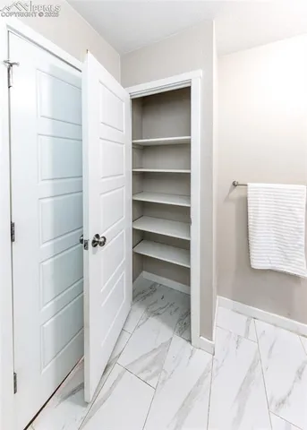a view of walk in closet with empty racks