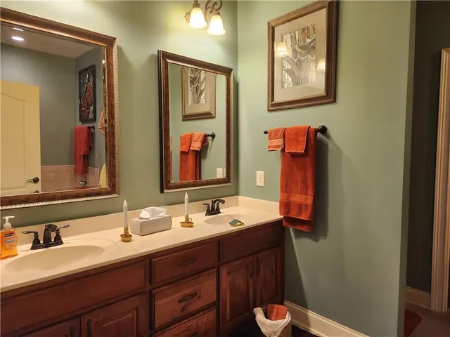 a bathroom with bathtub