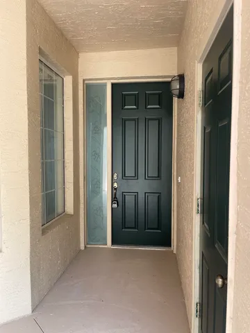 front view of a hallway with front door