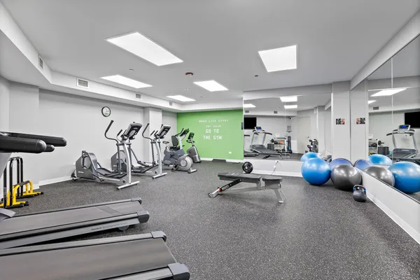 a view of a room with gym equipment