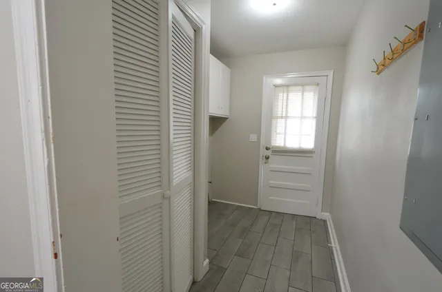 an empty room with windows