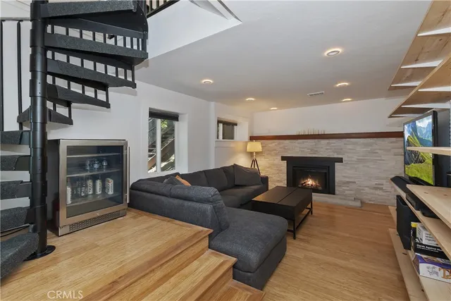 an outdoor space with seating