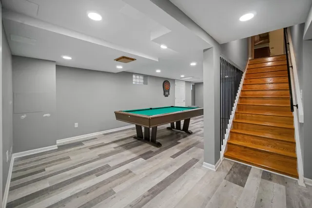 an empty room with a workbench