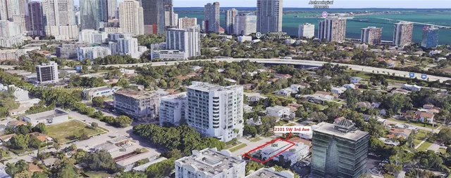 a view of a city with tall buildings