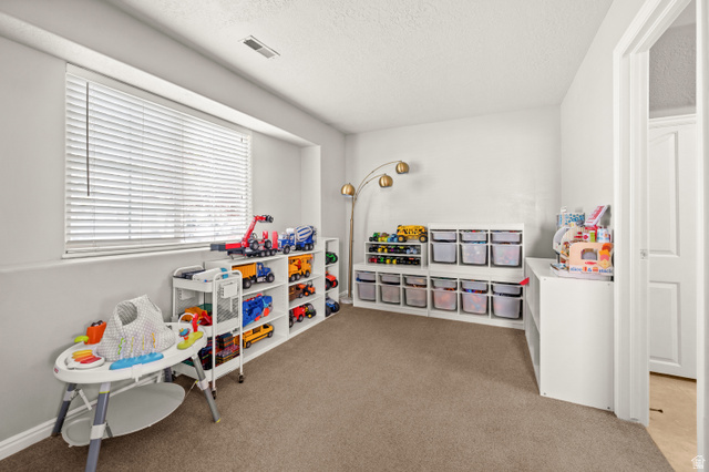 174 Rockey Park Lane, Unit 34 Draper, UT 84020 - Photo 17 of 20 Rec room with light colored carpet and a textured ceiling