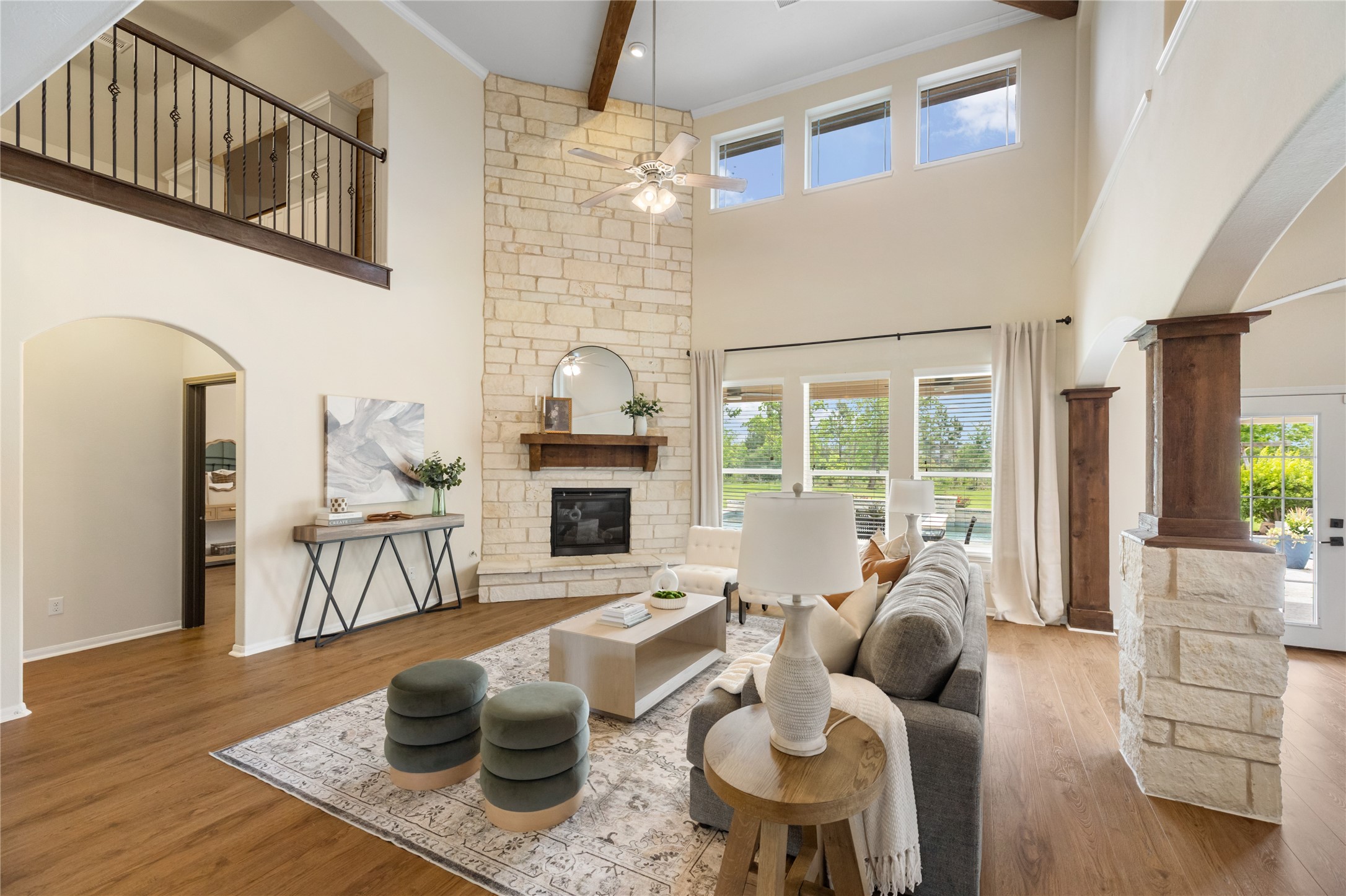 4502 Sunrise Road Baytown, TX 77523 - Photo 10 of 42 a living room with furniture a fireplace and a table