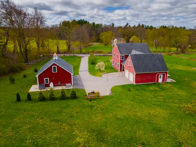 an aerial view of a house