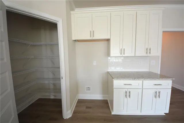 a view of cabinets with window