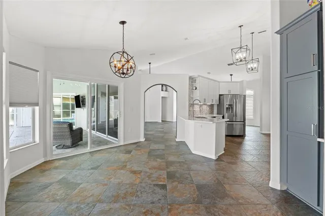 a view of yard with trampoline