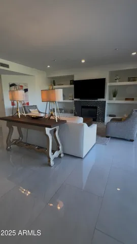 a living room with furniture and a couch