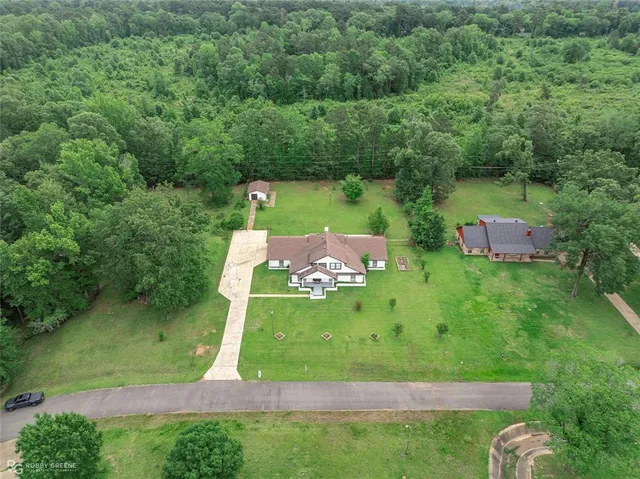 an aerial view of a house