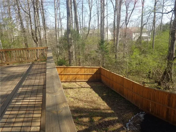 a view of wooden balcony