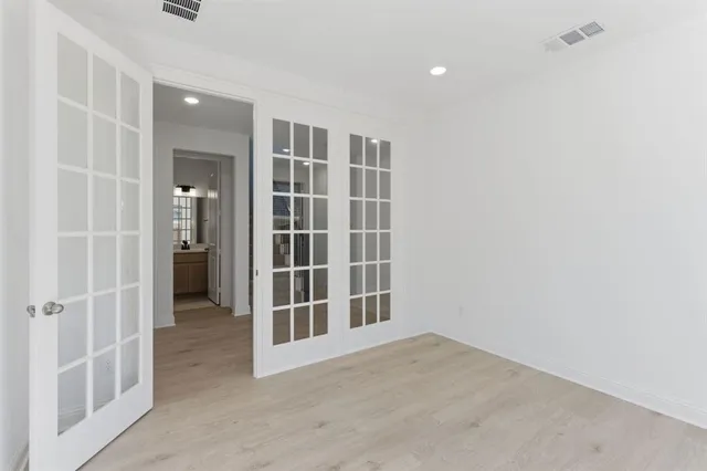 an empty room with windows