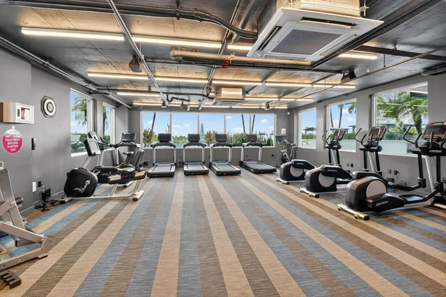 a view of a room with gym equipment