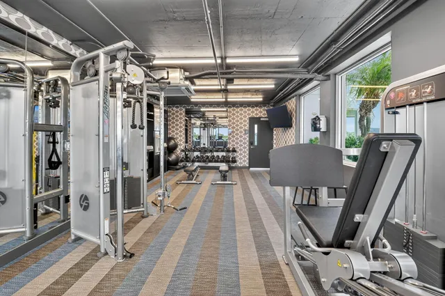 a view of a room with gym equipment