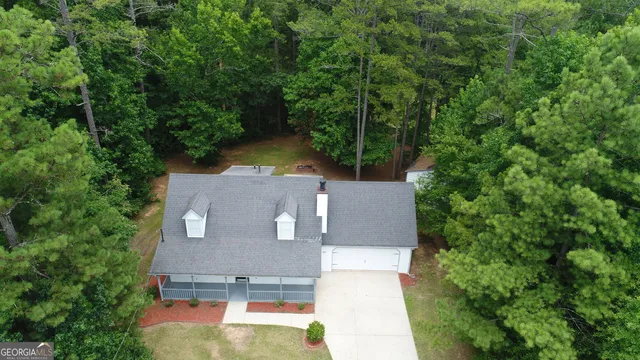 an aerial view of a house