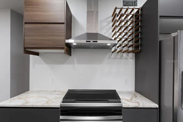 a close view of kitchen appliances