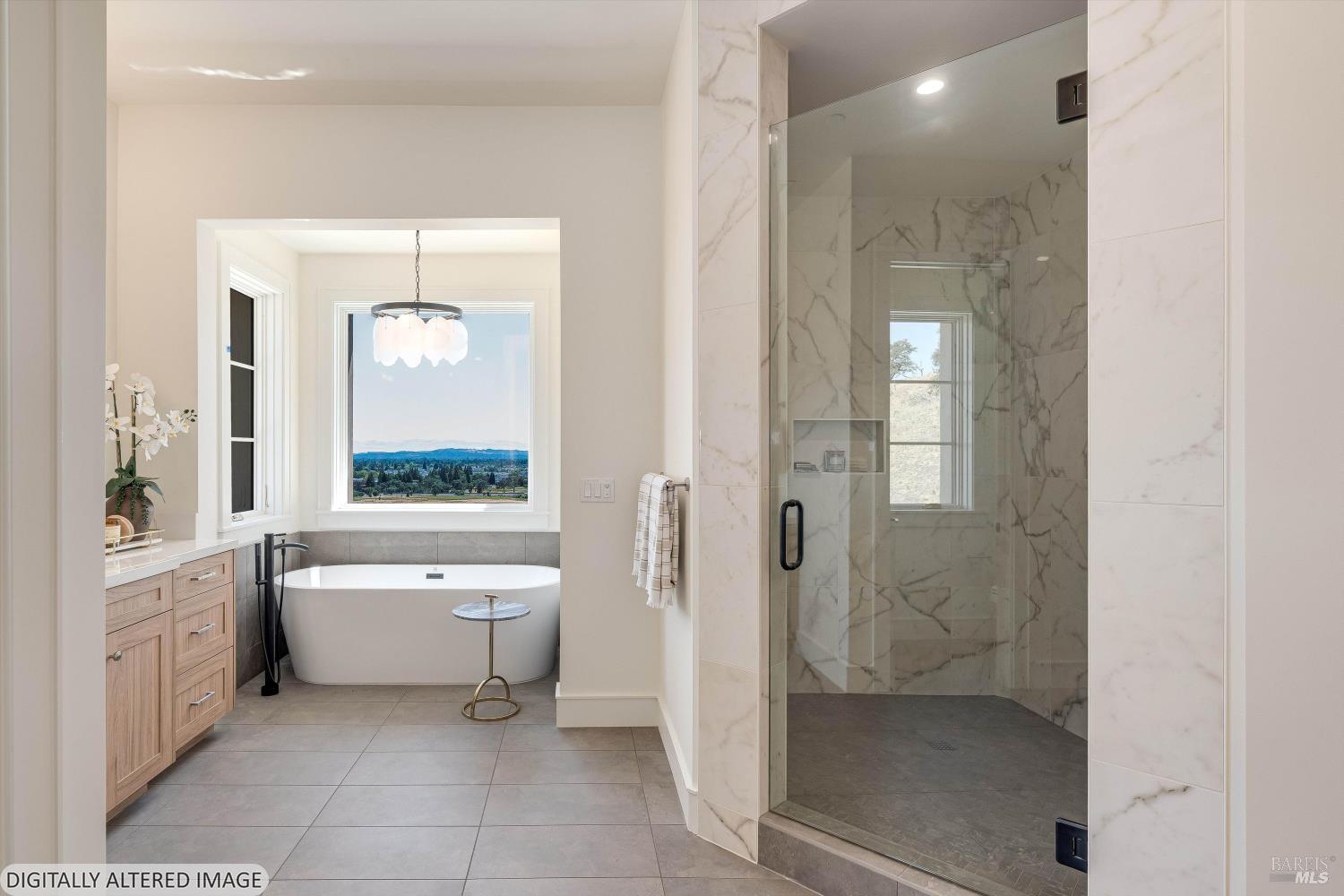 120 Angela Drive Santa Rosa, CA 95403 - Photo 34 of 97 Primary bedroom bathroom with marble walk in Shower