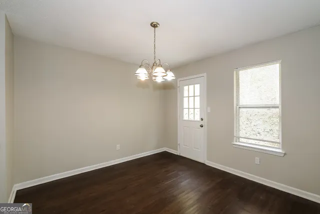 a view of a chandelier in a room