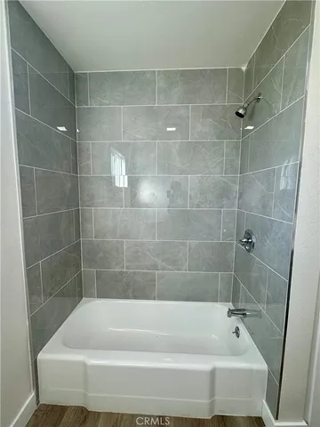 a bathroom with a bathtub