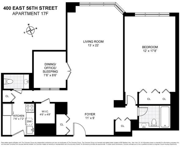 $750,000 | 400 East 56th Street, Unit 17F | Sutton Place