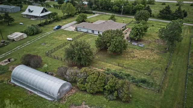 an aerial view of a house