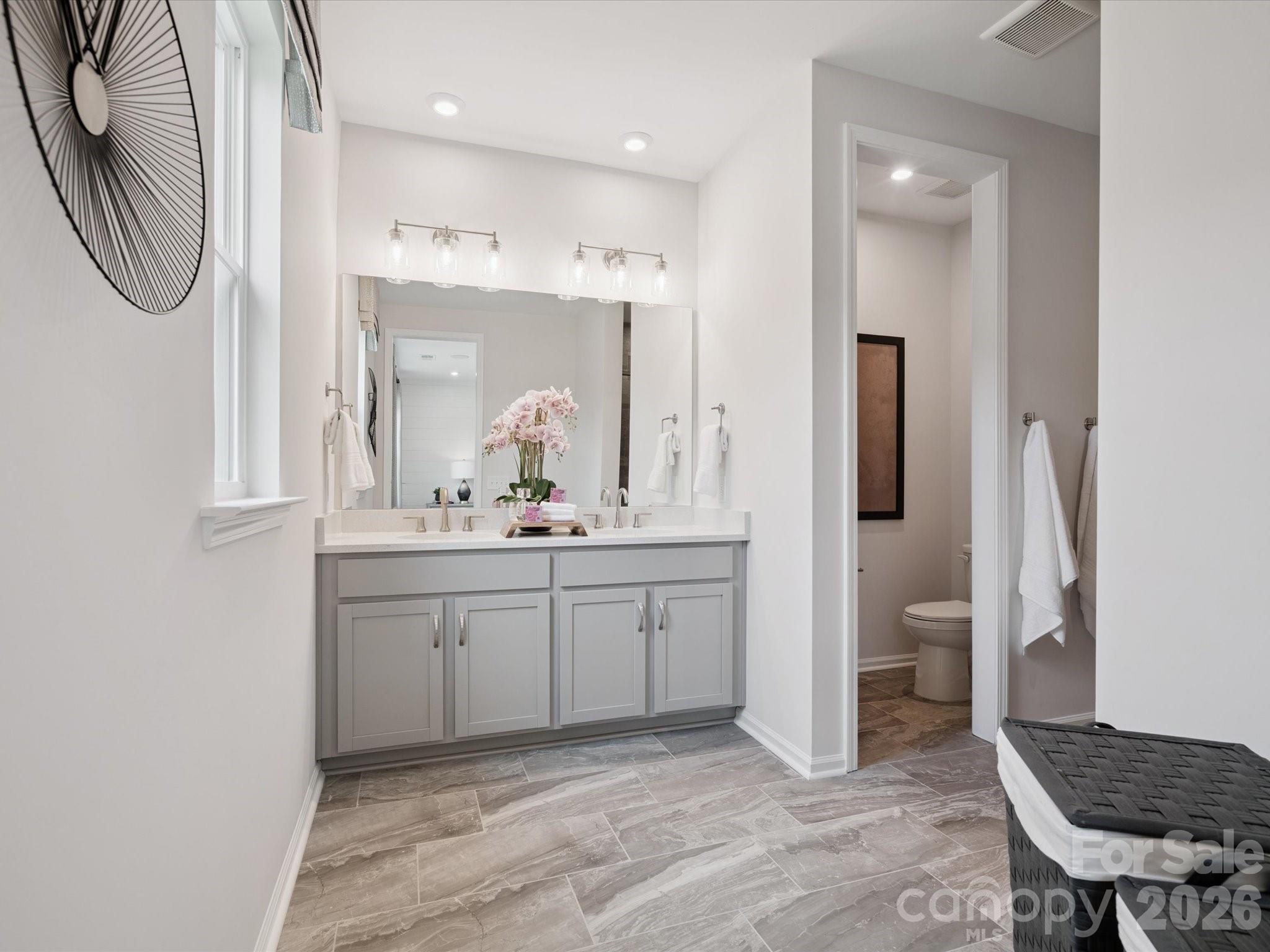604 Webster Lane Cramerton, NC 28032 - Photo 17 of 20 a bathroom with a sink a toilet and a mirror