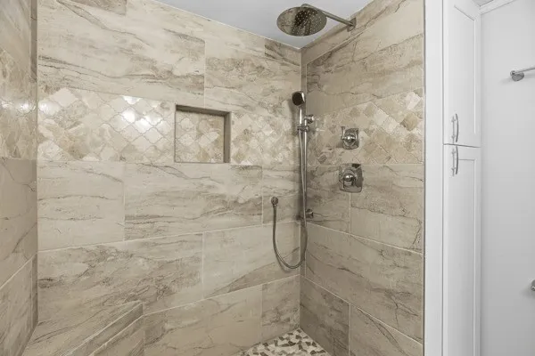 a bathroom with a shower